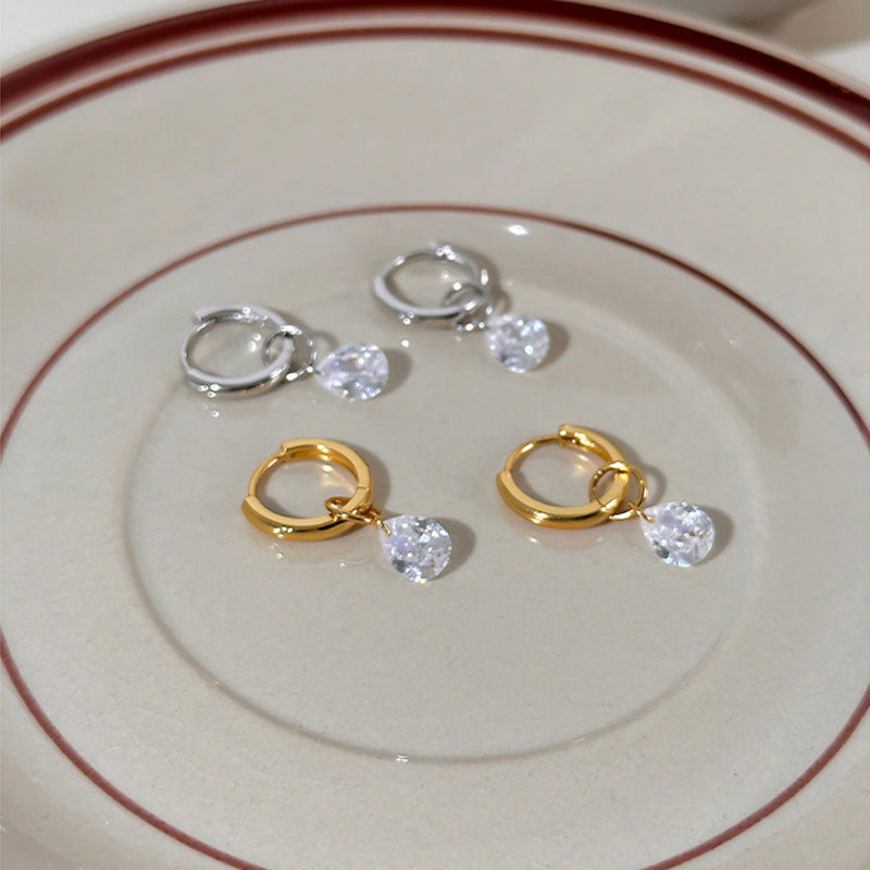 Huggie Hoop Earrings with teardrop Dangle