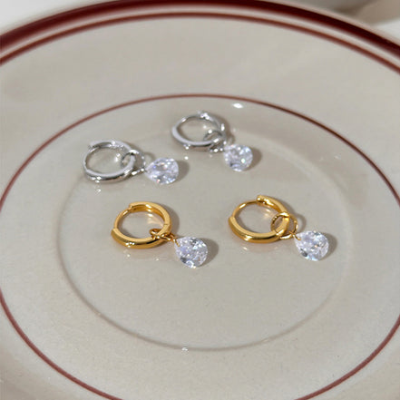 Huggie Hoop Earrings with teardrop Dangle