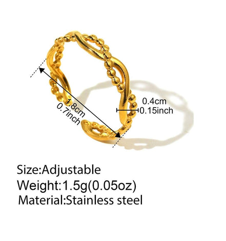 Adjustable Wave Beaded Ring