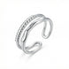 Modern Adjustable Double Layer Ring with Beaded & Wavy Bands