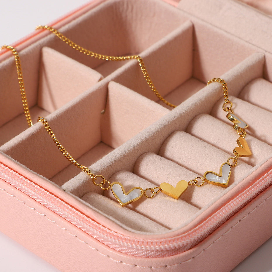 Gold Shell Heart Pendant Necklace for Women