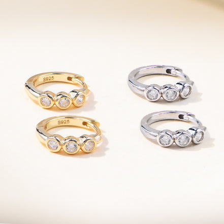 European & American Style Diamond C-Shaped Earrings