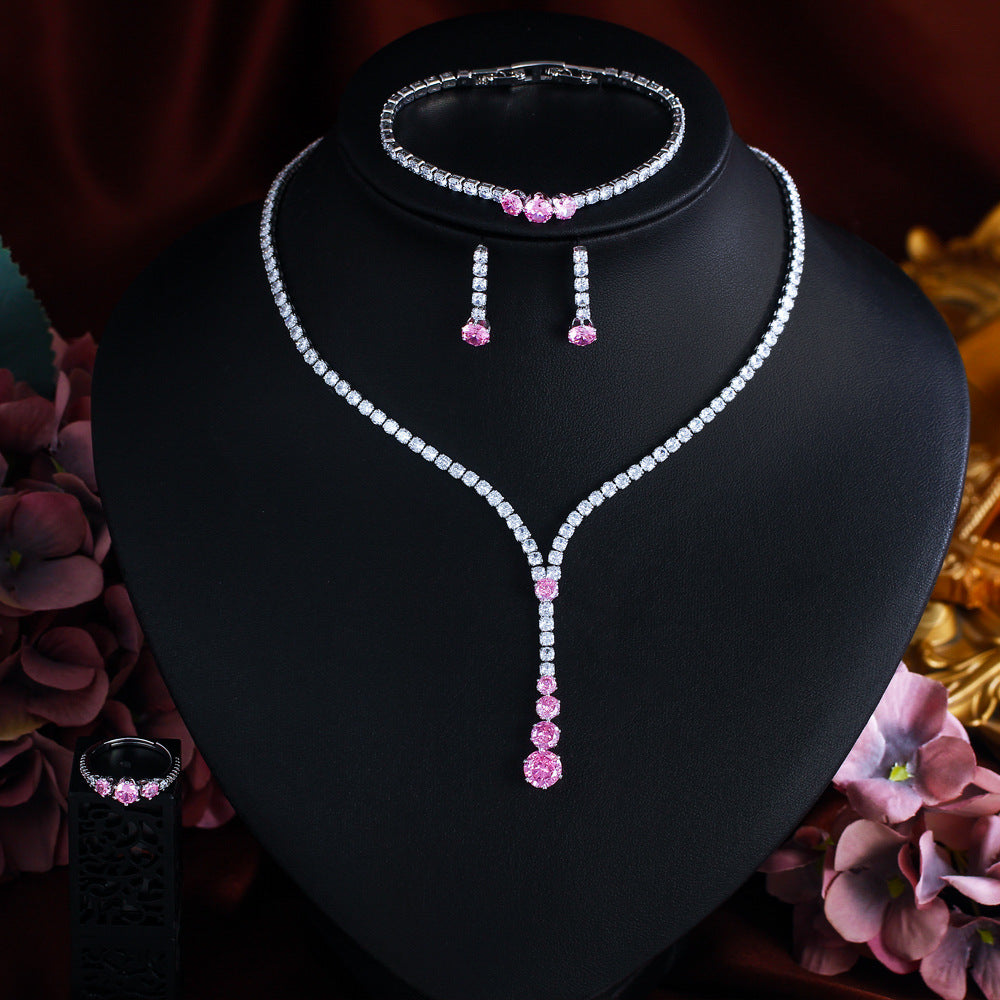 French Minimalist Zircon 4-Piece Jewelry Set