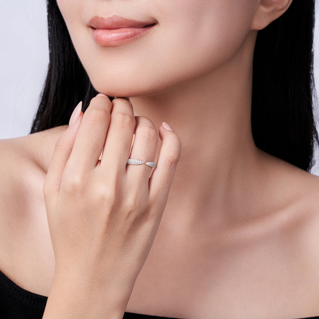 Morganite Solitaire Ring | Platinum-Plated S925 Silver | Jubris