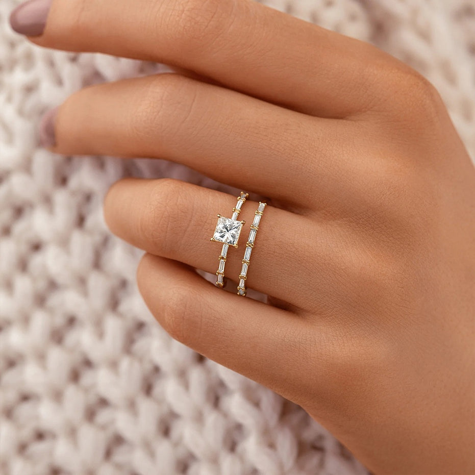 Luxury Square Diamond Studded Ring for Women