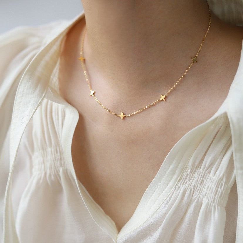 Gold Cross Charm Necklace