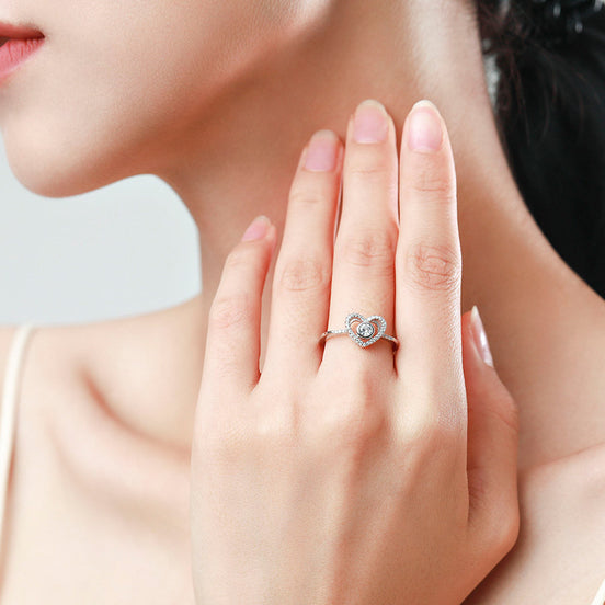 S925 Silver Heart Diamond Ring for Women
