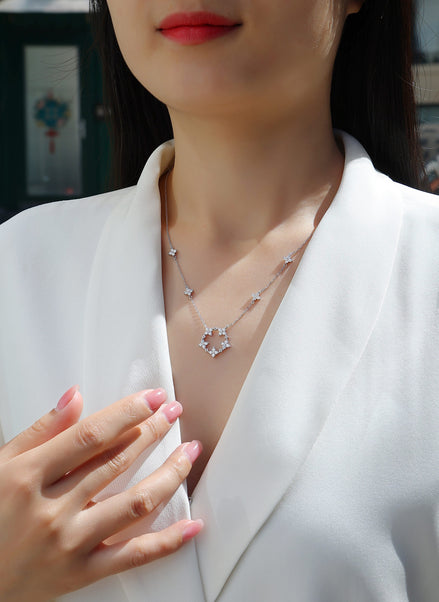 Iris Hexagon Moissanite Necklace | Platinum-Plated S925 Silver