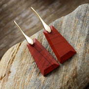 Red Geometric Stone Earrings