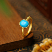 Gold-Plated Turquoise Ring for Women
