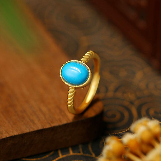Gold-Plated Turquoise Ring for Women