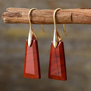 Red Geometric Stone Earrings