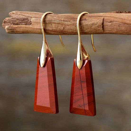 Red Geometric Stone Earrings