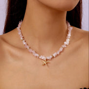 Small Gravel Starfish Pendant Necklace Choker