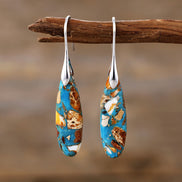 Gold Plated Emperor Stone Drop Earrings