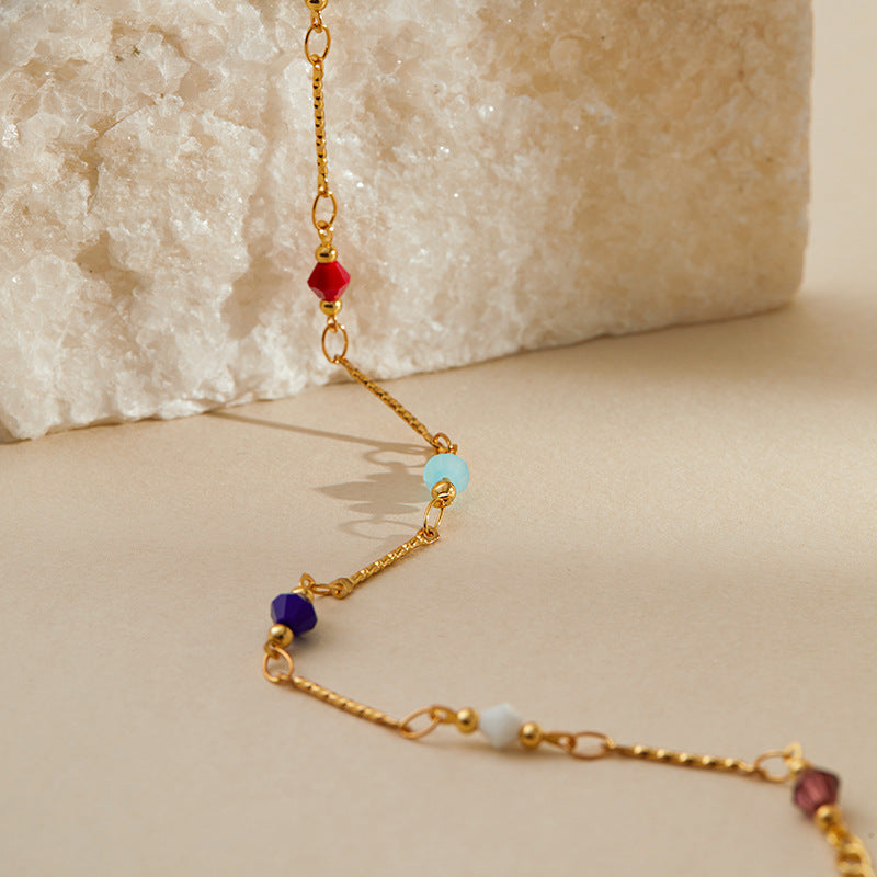 Gold Geometric Crystal Anklet for Women