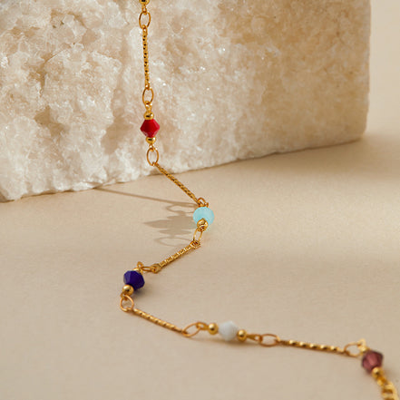Gold Geometric Crystal Anklet for Women
