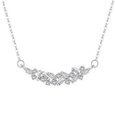 Geometric CZ Necklace | 925 Sterling Silver Minimalist Cross Chain