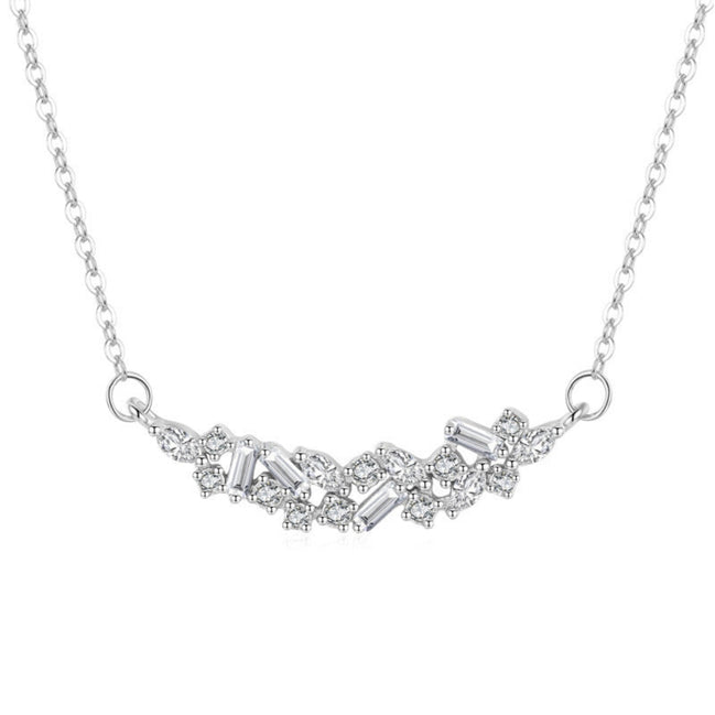 Geometric CZ Necklace | 925 Sterling Silver Minimalist Cross Chain