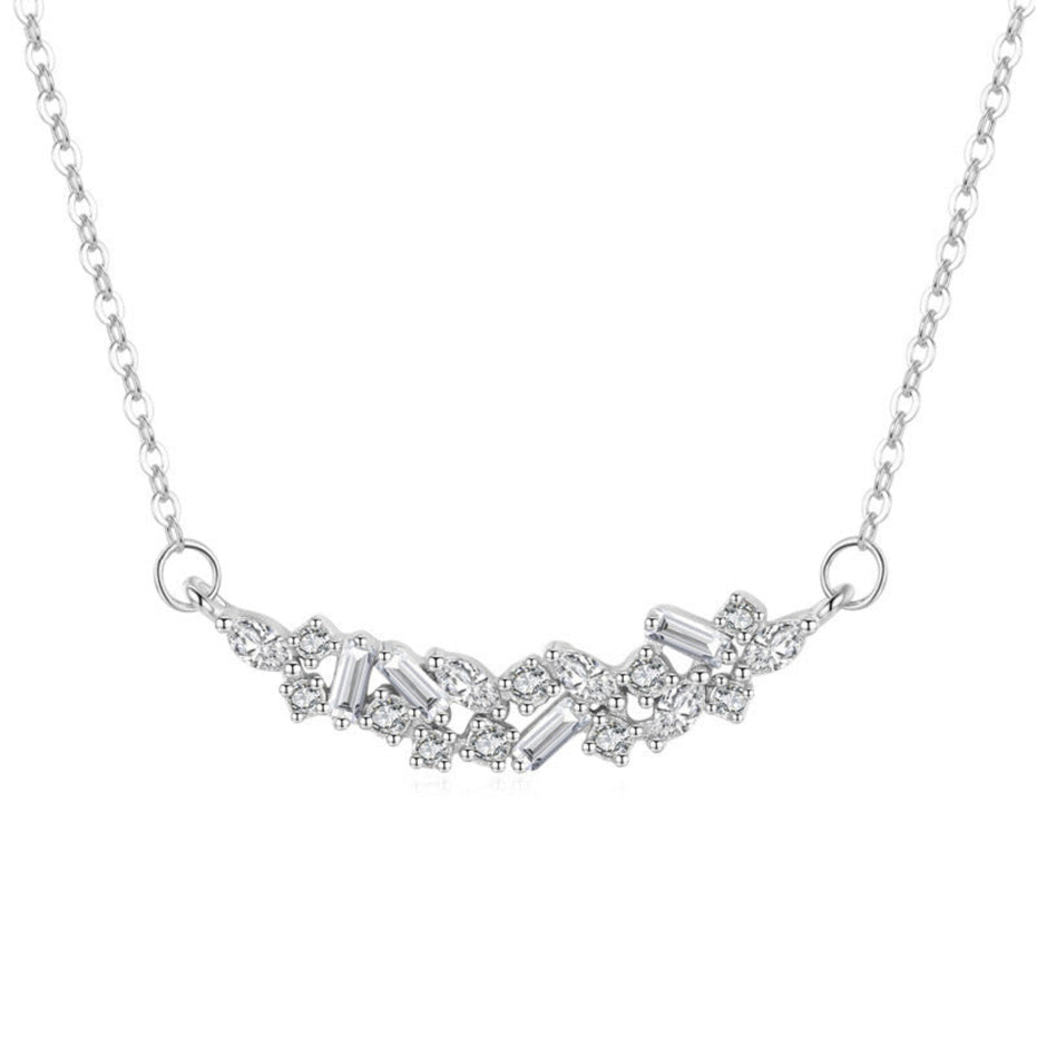 Geometric CZ Necklace | 925 Sterling Silver Minimalist Cross Chain