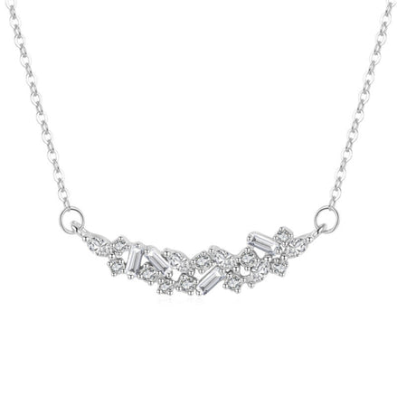 Geometric CZ Necklace | 925 Sterling Silver Minimalist Cross Chain