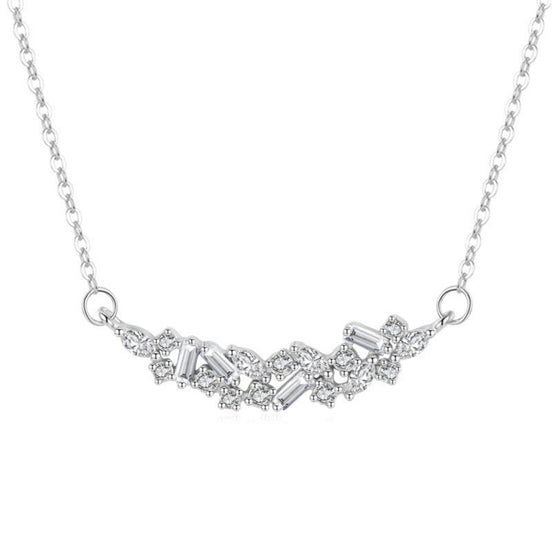 Geometric CZ Necklace | 925 Sterling Silver Minimalist Cross Chain