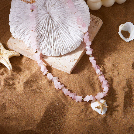 Small Gravel Starfish Pendant Necklace Choker