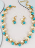 Pearl & Turquoise Necklace Earrings Set