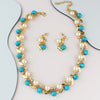 Pearl & Turquoise Necklace Earrings Set