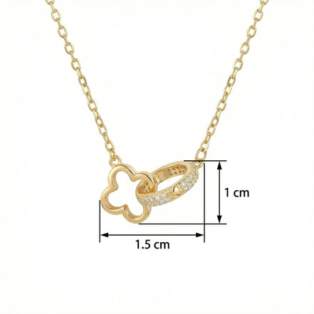 Clover Pave Ring Necklace | 18K Gold-Plated 925 Silver | Women's