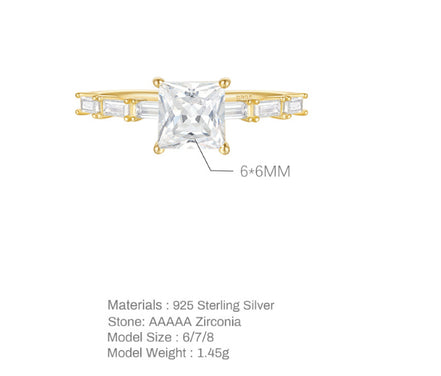 Luxury Square Diamond Studded Ring for Women
