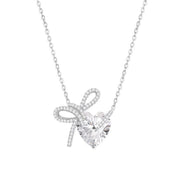 Diamond Bow Heart Necklace
