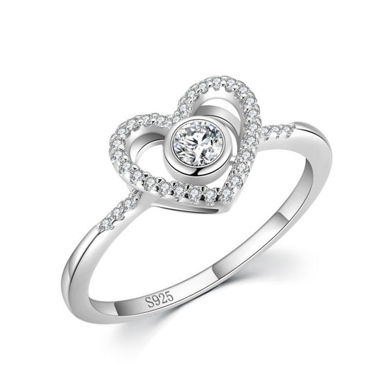 S925 Silver Heart Diamond Ring for Women