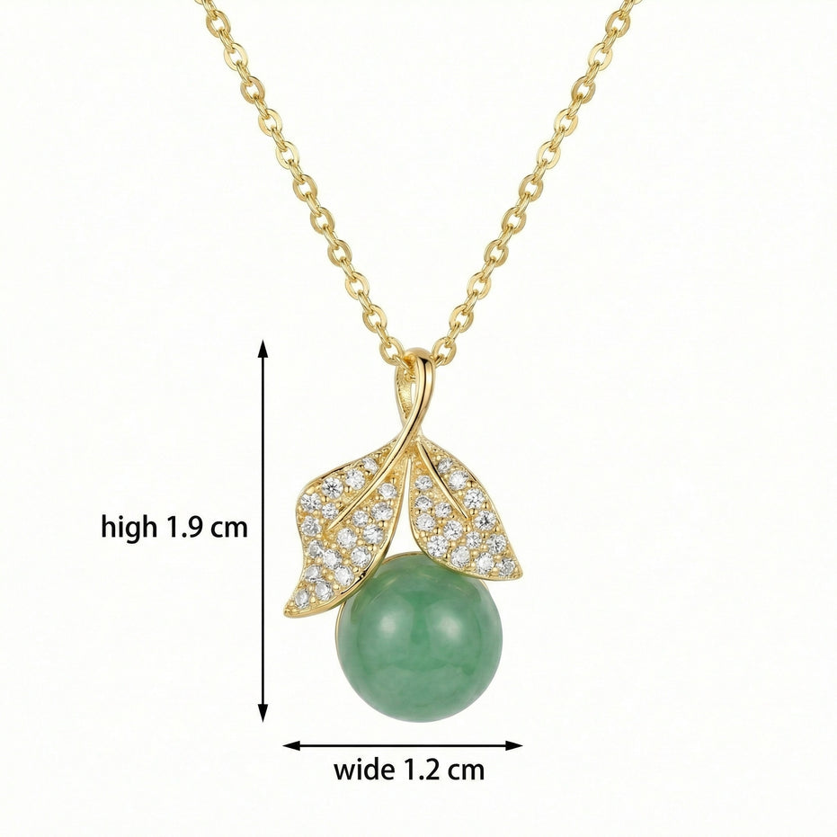 Sterling Silver Green Gemstone & Crystal Leaf Necklace