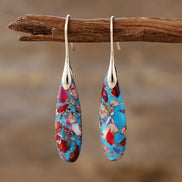 Gold Plated Emperor Stone Drop Earrings