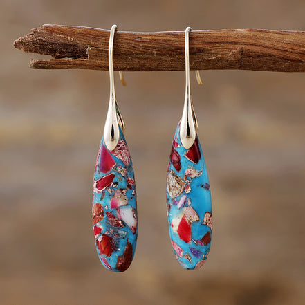 Gold Plated Emperor Stone Drop Earrings