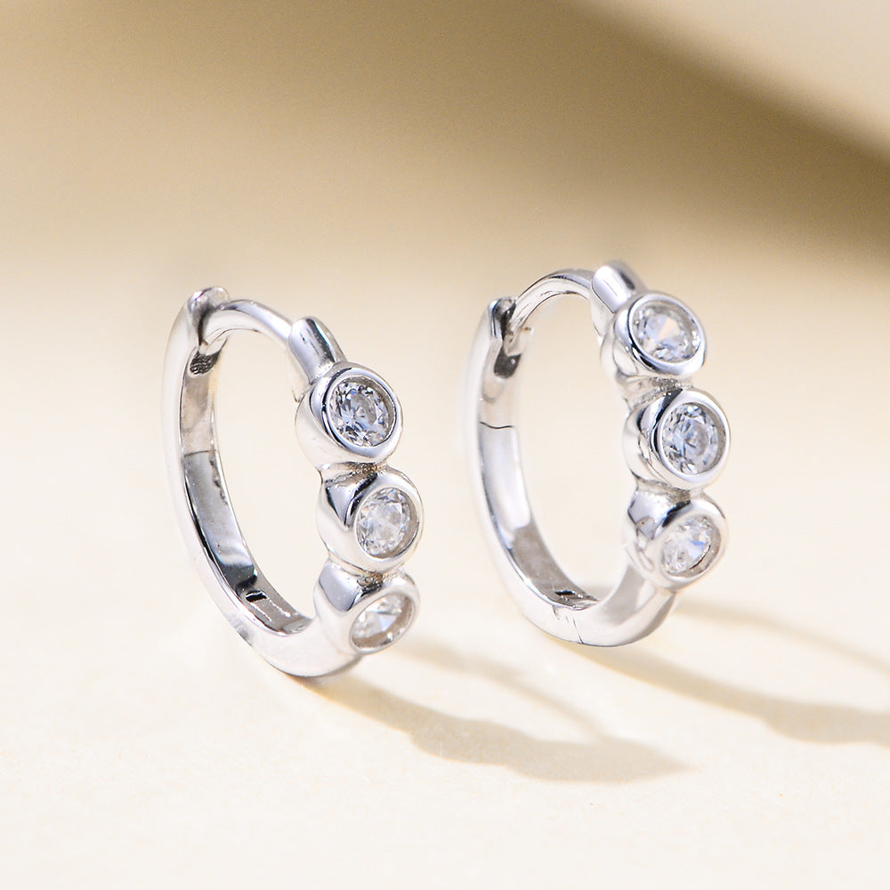 European & American Style Diamond C-Shaped Earrings