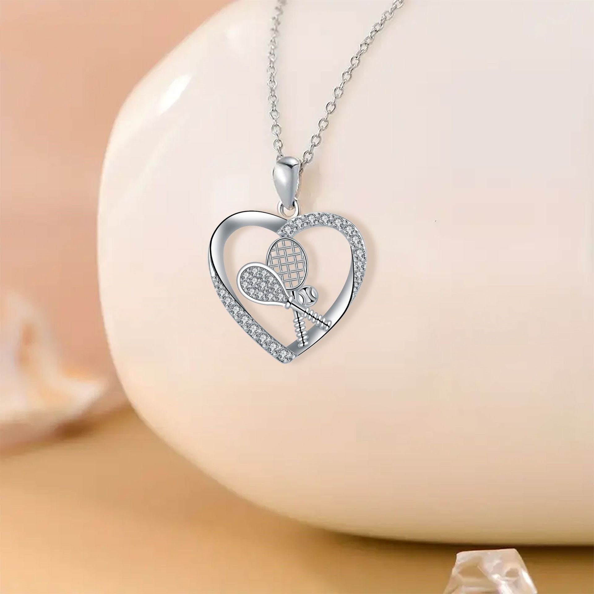 Fashion Tennis Rackets Pendant Necklace Chain