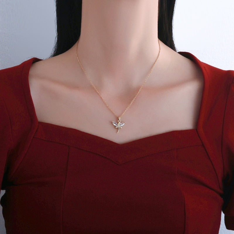 Zircon Dragonfly Necklace for Women