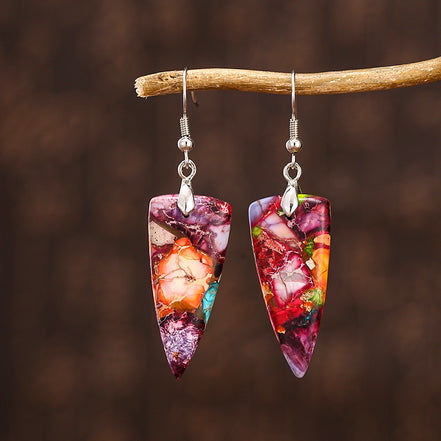 Colorful Geometric Stone Earrings for Women