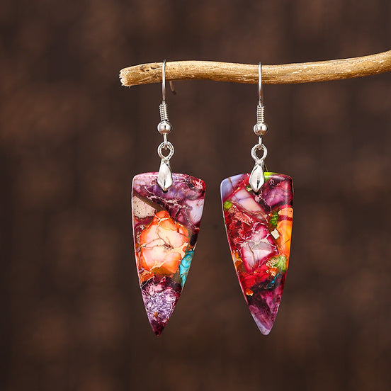 Colorful Geometric Stone Earrings for Women