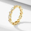 925 Sterling Silver Geometric Round Marquise-Cut Zircon Ring