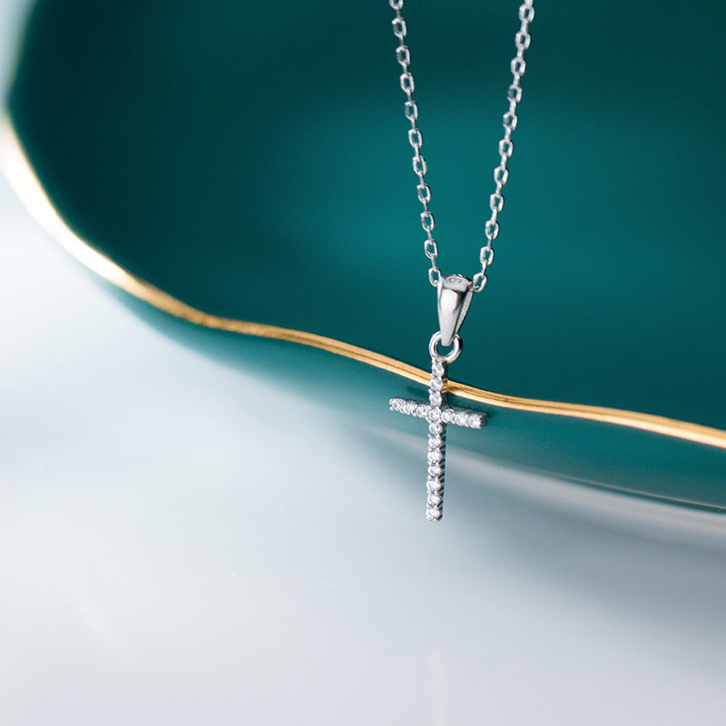 S925 Silver Full Diamond Cross Necklace