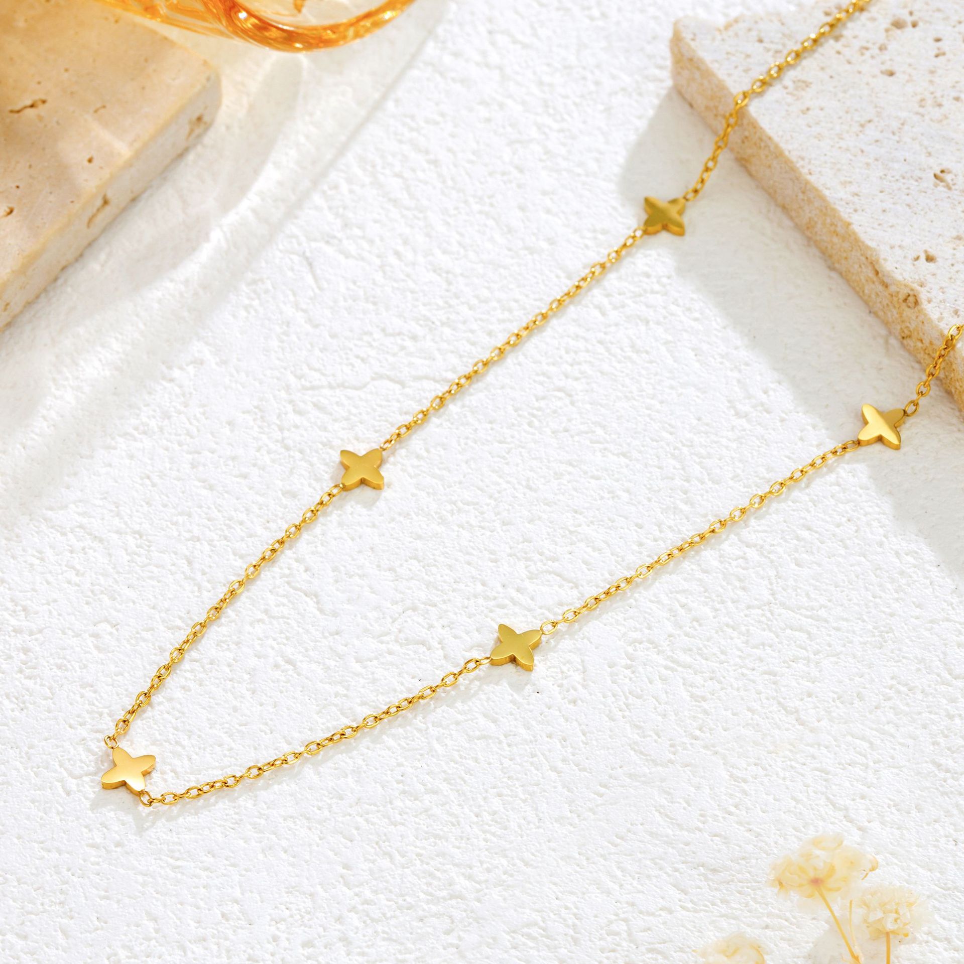 Gold Cross Charm Necklace