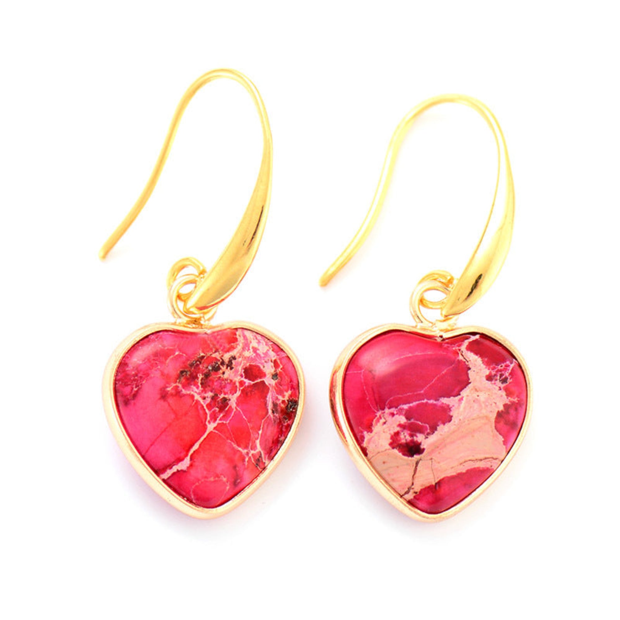Natural Stone Heart Earrings for Women