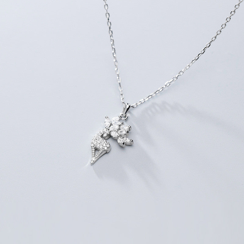 Sterling Silver Elk Diamond Necklace