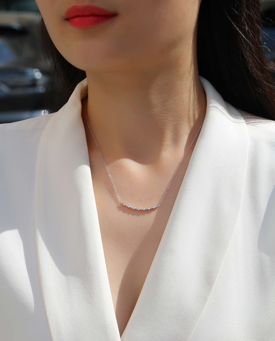 White Moon Stars Moissanite Necklace | Platinum-Plated S925 Silver