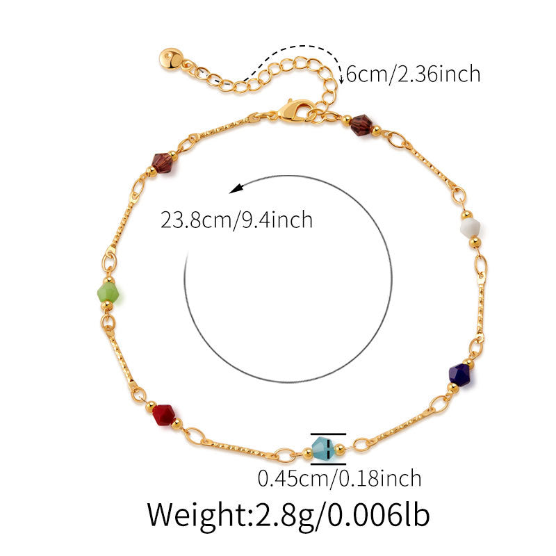 Gold Geometric Crystal Anklet for Women