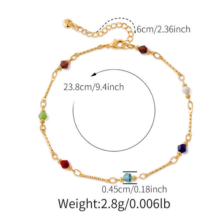 Gold Geometric Crystal Anklet for Women