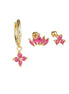 Gold-Plated Silver Ruby-Pink CZ Earring Set
